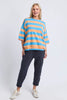 Mazie Block Stripe Sweat - Azure Blue/Peach-Elm-The Mazie Block Stripe Sweat combines the comfort of Elm's favourite sweat with fresh colour-block stripe detailing. Finished with 3/4 sleeves and practical pockets, it's made for everyday comfort. Best Selling Style 3/4 Length Sleeves Waistband & Pockets Relaxed fit 100% Cotton Slub Jersey The Model is 173cm and is wearing a size 10-Pash + Evolve