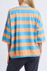 Mazie Block Stripe Sweat - Azure Blue/Peach-Elm-The Mazie Block Stripe Sweat combines the comfort of Elm's favourite sweat with fresh colour-block stripe detailing. Finished with 3/4 sleeves and practical pockets, it's made for everyday comfort. Best Selling Style 3/4 Length Sleeves Waistband & Pockets Relaxed fit 100% Cotton Slub Jersey The Model is 173cm and is wearing a size 10-Pash + Evolve