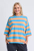 Mazie Block Stripe Sweat - Azure Blue/Peach-Elm-The Mazie Block Stripe Sweat combines the comfort of Elm's favourite sweat with fresh colour-block stripe detailing. Finished with 3/4 sleeves and practical pockets, it's made for everyday comfort. Best Selling Style 3/4 Length Sleeves Waistband & Pockets Relaxed fit 100% Cotton Slub Jersey The Model is 173cm and is wearing a size 10-Pash + Evolve