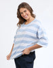 Mazie Block Stripe Sweat - Sky Blue/White-Elm-The Mazie Sweat Is The Ideal Blend Of Style And Versatility. This Oversized Fit And ¾ Length Sleeves Allow Plenty Of Room For Movement, And The Gorgeous Lightweight Cotton Fabric Make It Ideal For Layering. Best selling style Relaxed fit with 3/4 length sleeves Waistband and pockets Cotton slub jersery Model is wearing a size 10-Pash + Evolve