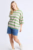Mazie block stripe - pink/green-Elm-The Mazie Sweat is the ideal blend of style and versatility. This oversized fit and 3/4 length sleeves allow plenty of room for movement. Made with a gorgeous lightweight Cotton fabric to make it ideal for layering. Best selling style Relaxed fit 3/4 length sleeves Pockets at the waistband 100% Cotton-Pash + Evolve