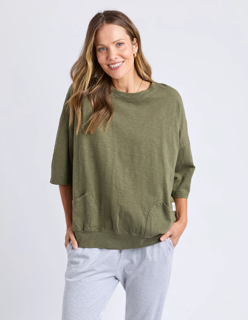 Mazie sweat - clover-Elm-The Mazie Sweat is the ideal blend of style and versatility. This oversized fit and 3/4 length sleeves allow plenty of room for movement. Made with a gorgeous lightweight Cotton fabric to make it ideal for layering. Best selling style Relaxed fit 3/4 length sleeves Pockets at the waistband 100% Cotton Model is wearing a size 10-Pash + Evolve