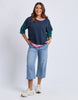 Mazie sweat - teal/navy/quartz-Elm-The Mazie Sweat Is The Ideal Blend Of Style And Versatility. This Oversized Fit And ¾ Length Sleeves Allow Plenty Of Room For Movement, And The Gorgeous Lightweight Cotton Fabric Make It Ideal For Layering. Best Selling Style Relaxed fit with 3/4 Length Sleeves Waistband and pockets 100% Cotton Model is wearing a size 10-Pash + Evolve