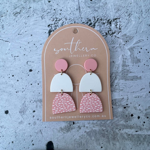 Paperclip earrings freshwater pearl - rose gold