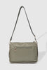 Milan Nylon Crossbody Bag - Khaki-Louenhide-The Louenhide Milan Khaki Nylon Crossbody Bag effortlessly combines an elevated minimal aesthetic with everyday functionality. This stylish, convertible crossbody bag features an adjustable and detachable sateen guitar strap and a comfortable vegan leather shoulder strap, which tucks securely under the bag with a press stud closure when not in use. Lightweight and durable, the nylon material compliments an urban, street style aesthetic while remaining reliable for
