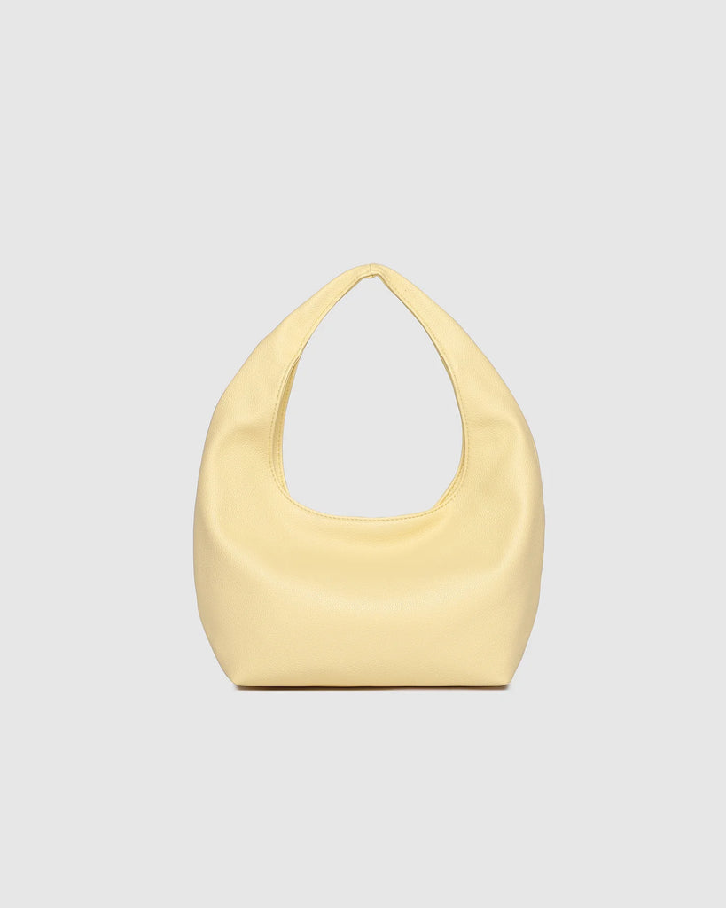 Mini Monaco Shoulder Bag - Butter Yellow-Louenhide-The Mini Monaco Butter Yellow Shoulder Bag is a playful take on our best-selling Monaco shoulder bag, reimagined in a compact size for sun-soaked days and balmy nights. With the same soft, slouchy shoulder bag silhouette you know and love, Mini Monaco Butter Yellow is crafted from smooth vegan leather and designed to sit effortlessly under your arm - adding a refined, relaxed finish to any summer look. Light in feel but big on function, this light handbag f