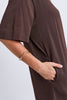 Mish Dress - Coffee-Elm-The Mish Dress is your throw-on-and-go wardrobe hero. Crafted from soft cotton rugby jersey with practical side pockets and a classic T-shirt silhouette, it's the perfect everyday dress for busy days, weekends and travel. Classic T-shirt dress Side pockets Knee length Relaxed fit 100% Cotton Rugby Jersey The Model is 173cm and is wearing a size 10-Pash + Evolve