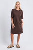 Mish Dress - Coffee-Elm-The Mish Dress is your throw-on-and-go wardrobe hero. Crafted from soft cotton rugby jersey with practical side pockets and a classic T-shirt silhouette, it's the perfect everyday dress for busy days, weekends and travel. Classic T-shirt dress Side pockets Knee length Relaxed fit 100% Cotton Rugby Jersey The Model is 173cm and is wearing a size 10-Pash + Evolve
