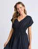 Misty Dress - Navy-Elm-The Misty Dress is crafted from a breathable linen blend, perfect for comfort and durability. Featuring an elastic waist, it offers a flattering, adaptable fit, while the midi length provides timeless elegance suitable for various occasions. Expertly designed, this dress combines practicality with refined style for a sophisticated addition to your wardrobe. Elastic waist Mid length Linen blend 30% linen 70% viscose Model is 171cm and wears Size 10-Pash + Evolve