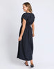 Misty Dress - Navy-Elm-The Misty Dress is crafted from a breathable linen blend, perfect for comfort and durability. Featuring an elastic waist, it offers a flattering, adaptable fit, while the midi length provides timeless elegance suitable for various occasions. Expertly designed, this dress combines practicality with refined style for a sophisticated addition to your wardrobe. Elastic waist Mid length Linen blend 30% linen 70% viscose Model is 171cm and wears Size 10-Pash + Evolve