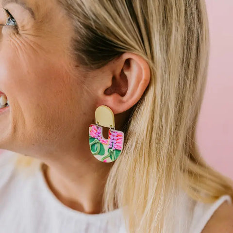 Open oval earrings with freshwater pearl - rose gold