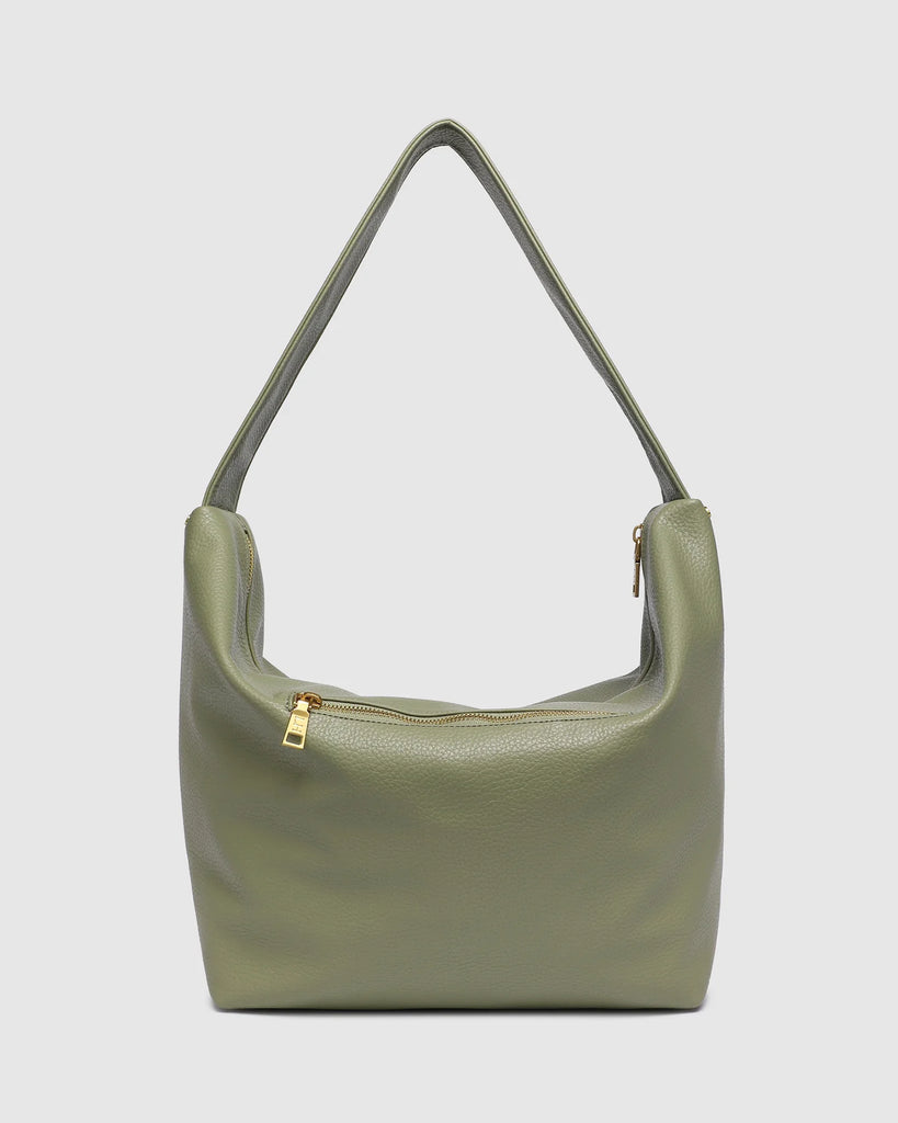 Morgan shoulder bag - sage-Louenhide-The Louenhide Morgan Sage Shoulder Bag brings a bold sense of ease to your everyday. With its slouchy, oversized silhouette and subtle studded detailing, this hobo shoulder bag makes a statement without trying too hard. Designed for the throw-and-go days, its laid-back shape pairs perfectly with lived-in denim, soft layers, and easy flowy dresses. Slung over your shoulder, the Morgan Sage Shoulder Bag delivers effortless wearability and a softly structured finish that fe