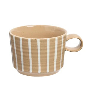 Mug in chalk-Robert gordon-This Mug in Chalk from the Archive collection brings quiet, understated elegance to your daily coffee or tea ritual. Clean cylindrical forms paired with soft, hand-brushed vertical lines create a gentle rhythm, making each sip a moment of considered calm. Made from high-fired stoneware Hand-brushed design Microwave and dishwasher safe Capacity: 260ml Designed in Australia-Pash + Evolve