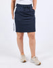 Nico Fleece Skirt - Dark Sapphire-Elm-A cute little skirt that brings comfort in spades! Featuring a contrast colour side seam panel and pockets to hold your goodies, this skirt is so easy to style and wear on-the-go. Contrast colour side seam panels Pockets Elastic waist with drawcord French Terry Cotton Elastane Model is 171cm and wears Size 10-Pash + Evolve