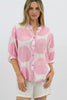 Nikola shirt - Pink spot-Pash + Evolve-Our best selling Nikola shirt, now in spots! This top is super easy to wear, and the most flattering fit on. Easily dress her up or down. * Button up front & back * Short sleeves * hi-low hemline * 100% Linen-Pash + Evolve