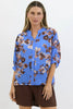Nikola shirt - blue floral-Pash + Evolve-* Button up front & back * Short sleeves * hi-low hemline * 100% Linen-Pash + Evolve