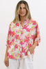 Nikola shirt - pink floral-Pash + Evolve-* Button up front & back * Short sleeves * hi-low hemline * 100% Linen-Pash + Evolve