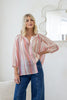 Nina shirt - Pink/Mango-Pash + Evolve-*Button down front *Mango/Pink stripes *Long sleeve *Elasticated cuffs *Lightweight material *80% Tencel, 13%Viscose, 7% Linen-Pash + Evolve