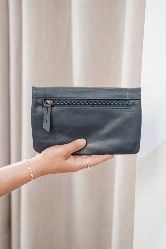 Noa wallet - navy blue-Baleka Leather-Sleek, functional, and effortlessly modern — the Noa Wallet is designed to keep your essentials beautifully organized. It features a magnetic closure for a smooth, secure snap and a back zip pocket for quick-access items. Inside, you’ll find a thoughtfully designed layout with an internal zip compartment, 2 note dividers, and 16 card slots The Noa Wallet combines practicality with a minimalist aesthetic, making it the perfect accessory for wherever your day takes you. M