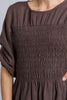 Nora shirred dress - chocolate-Elm-The Nora Shirred Dress is an easy throw-on style that balances comfort with a polished, everyday feel. Finished with trending brown colour way, elasticated bust, elastic cuff, it's designed to feel as good as it looks. Crafted from a breathable linen-viscose blend, it delivers comfortable wear and easy versatility. Style it with boots and a cosy outer layer when the weather cools, or keep it simple with sneakers for an easy one-and-done outfit. *Elasticated bust *Elastic 