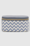 Olive Jewellery Box - Chevron Jacaranda-Louenhide-The Louenhide Olive Chevron Jacaranda Jewellery Box is a sweet oblong accessories box perfect for travel or everyday use. Keep your jewellery safe and secure in Olive Chevron Jacaranda's separate compartments, elasticated pocket, and ring rolls. This affordable jewellery case is versatile and will fit comfortably in your handbag for on-the-go styling! Internal Features 2 Ring Rolls, Elastic Slip Pocket, 2 Compartments Internal Lining Faux Suede Nude 100% Lin