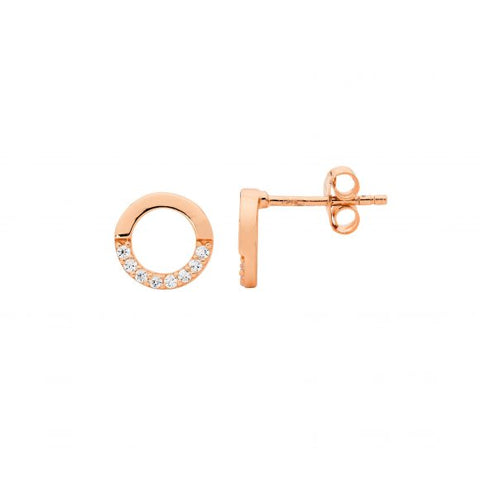 4mm wide bangle with CZ - rose gold