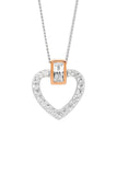 Open heart pendant - rose/silver-Ellani-Heart pendant set with baguette and round cut cubic zirconias. Sterling silver rhodium and rose gold plated. Comes Packaged in gorgeous Ellani packaging-Pash + Evolve