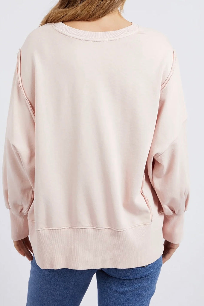 Oversized Crew - Peach Pink-Foxwood-Designed to be your comfort + oversized crew. This classic Foxwood fleece features balloon sleeves with a fun slice cuff detail and side splits. Wear it over your favourite denim or loungewear for extra comfort! Cuff & hem splits Raw edge detail Oversized fit 100% Cotton Model is 176cm and wears Size 8-10-Pash + Evolve