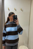 Paige knit - Blue/Chocolate-Pash + Evolve-*Round neck *Long sleeve *Super soft & comfy *Chocolate/Pink Stripe *65% Acrylic, 35% Wool-Pash + Evolve