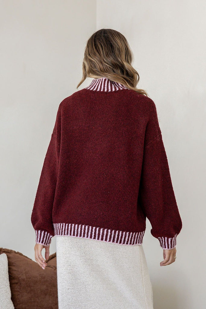 Paige knit - Burgundy-Pash + Evolve-*Round neck *Long sleeve *Super soft & comfy *65% Acrylic, 35% Wool-Pash + Evolve