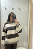 Paige knit - Chocolate/Natural-Pash + Evolve-*Round neck *Long sleeve *Super soft & comfy *Chocolate/Natural Stripe *65% Acrylic, 35% Wool-Pash + Evolve