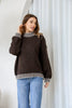Paige knit - chocolate-Pash + Evolve-*Contrast blanket stitching *Long sleeve *Round neck *65% Acrylic, 35% Wool-Pash + Evolve
