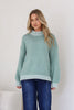 Paige knit - sage-Pash + Evolve-*Contrast blanket stitching *Long sleeve *high neck *65% Acrylic, 35% Wool-Pash + Evolve