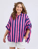 Palermo Stripe Shirt - pink/blue-Elm-Our new favourite shirt! featuring a classic button through front this is the ideal shirt to wear open atop your shorts or swimwear, or button up and tuck in for a stylish put together look. Collar with buttons to waist Yarn dye stripe Midi length Linen Viscose Model is 171cm and wears Size 10-Pash + Evolve