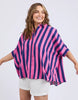 Palermo Stripe Shirt - pink/blue-Elm-Our new favourite shirt! featuring a classic button through front this is the ideal shirt to wear open atop your shorts or swimwear, or button up and tuck in for a stylish put together look. Collar with buttons to waist Yarn dye stripe Midi length Linen Viscose Model is 171cm and wears Size 10-Pash + Evolve