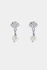 Paloma pearl drop - silver-Zarla-A delicate drop earring featuring a sculpted shell detail and soft pearl accent. Light-catching and refined, it brings a cool, coastal feel to your look. Effortless, feminine, and easy to wear. *Rhodium Plated Solid Brass Base *Water proof: Can be worn in the ocean or pool-Pash + Evolve