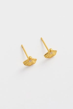 Paloma stud - gold-Zarla-A delicate stud with a softly sculpted shell-inspired form. Small yet light-catching, it brings a cool, luminous feel with a subtle coastal edge. Effortless, feminine, and easy to wear. *18K Gold Plated Solid Brass Base *Water proof: Can be worn in the ocean or pool-Pash + Evolve