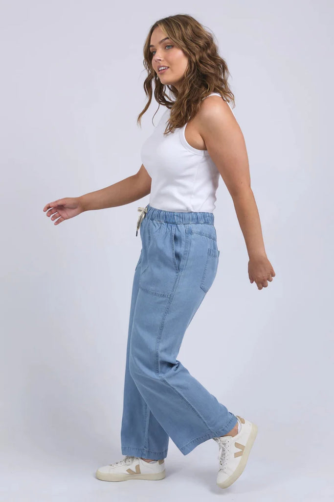 Payton chambray pant-Elm-Lightweight chambray Relaxed drawstring waist Functional patch pockets Breathable lyocell fabric-Pash + Evolve