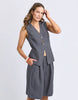 Peyton vest - charcoal-Foxwood-Add a touch of laid-back cool with the Peyton Vest. Crafted from a breezy linen blend, it features a flattering V neckline, three front buttons, and chic faux pockets for effortless style. Perfect for layering and taking your look to the next level. Front placket opening Faux welt pockets Relaxed fit 55% Linen 45% Viscose Model is wearing a size 10-Pash + Evolve