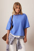 Phoebe Premium Tee - Vintage Blue-Ceres Life-100% Organic cotton Premium weight Jersey Boxy Oversized fit Tonal Logo Embroidery Main: 100% Organic Cotton-Pash + Evolve