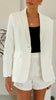 Phoebe blazer - white-Pash + Evolve-Elevate any outfit with out stunning Phoebe blazer! Featuring a collared neckline, button up front and lining on the inside. The perfect blazer to add to any outfit, simply wear with your favourite pants and skirt or even pair back with our stunning Phoebe short for a sophisticated outfit. *Collared neckline *Button up front *Fully lined *Faux pockets *Pair with Phoebe short *100% Cotton-Pash + Evolve