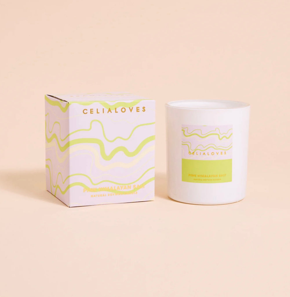 Pink Himalayan Salt Candle-Celia Loves-Pink Himalayan Salt will soothe your soul and help you *seriously* relax while feeling like a sophisticated queen. This scent portfolio evokes simple elegance and invites all those rejuvenating vibes into your space. It also low-key smalls like a boujee hotel lobby. Top notes orange zest, lemon peel Heart notes himalayan salt, jasmine Base notes pine, cedarwood Handcrafted on the Surf Coast of Victoria using soy wax, the Celia Loves La Fiesta Collection is all about br