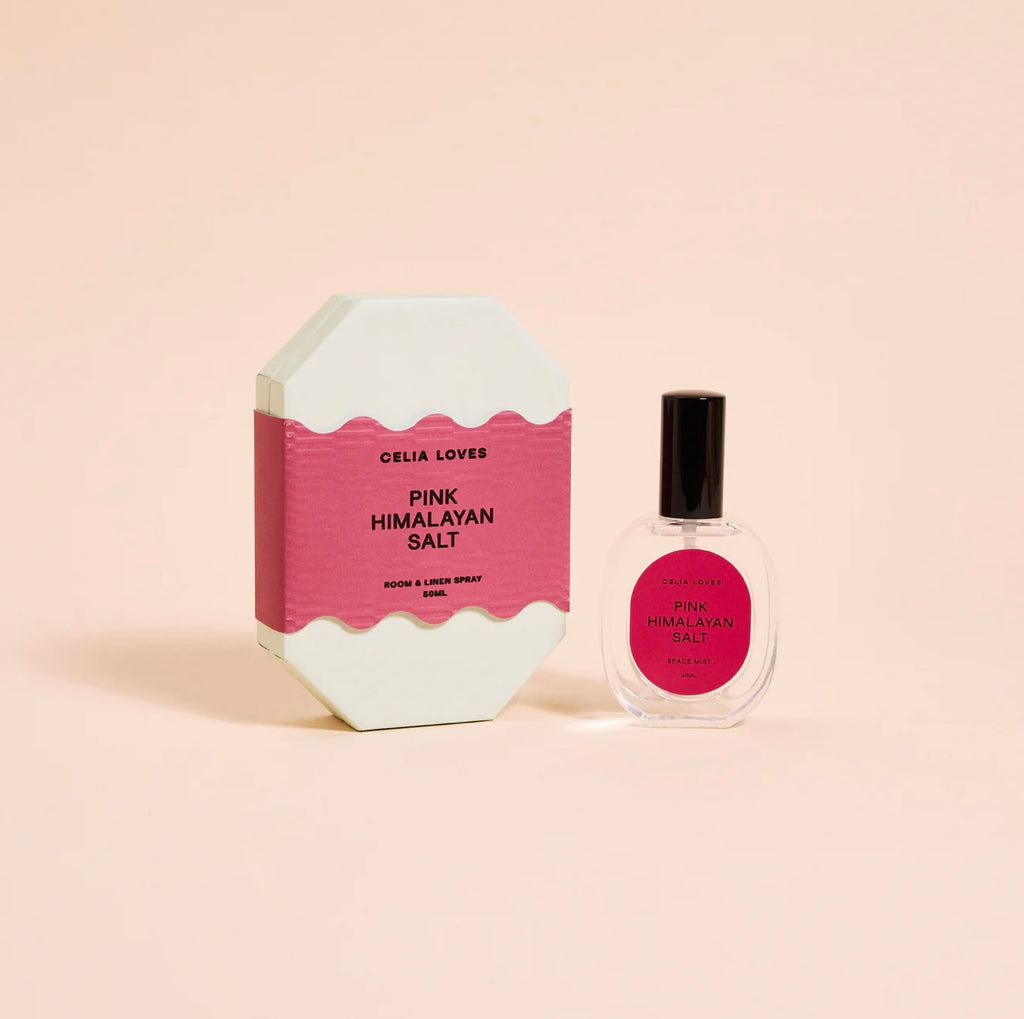 Pink Himalayan Salt - Room Spray 50ml-Celia Loves-Smells like that kinda-corny-but-totally-true saying “a clean space is a clear mind”. You know the one. Pink Himalayan Salt will soothe your soul and help you relax to the max - all while feeling like a sophisticated queen. It also low-key smells like a boujee hotel lobby. Top notes orange zest, lemon peel Heart notes himalayan salt, jasmine Base notes pine, cedarwood Handcrafted on the Surf Coast of Victoria using soy wax, the Celia Loves La Fiesta Collecti
