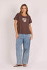 Pleat back tee - chocolate flower-One Ten Willow-*Chocolate flower print *Round neck *Short sleeve *Pleat back detail *Cotton/Polyester/Elastane-Pash + Evolve