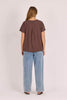 Pleat back tee - chocolate flower-One Ten Willow-*Chocolate flower print *Round neck *Short sleeve *Pleat back detail *Cotton/Polyester/Elastane-Pash + Evolve
