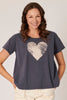 Pleat back tee - ink heart-One Ten Willow-*Heart on front *Pleat back *Cotton, Elastane, Polyester-Pash + Evolve