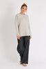 Pocket Front Jumper - Marled Grey-One Ten Willow-Round Neck Long Sleeve Drop Shoulder Straight Hem Side Split Front Patch Pocket Fabrication: 53% Cotton 39% Polyester 5% Wool 3% Elastane-Pash + Evolve