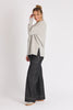 Pocket Front Jumper - Marled Grey-One Ten Willow-Round Neck Long Sleeve Drop Shoulder Straight Hem Side Split Front Patch Pocket Fabrication: 53% Cotton 39% Polyester 5% Wool 3% Elastane-Pash + Evolve