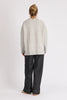 Pocket Front Jumper - Marled Grey-One Ten Willow-Round Neck Long Sleeve Drop Shoulder Straight Hem Side Split Front Patch Pocket Fabrication: 53% Cotton 39% Polyester 5% Wool 3% Elastane-Pash + Evolve