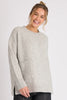 Pocket Front Jumper - Marled Grey-One Ten Willow-Round Neck Long Sleeve Drop Shoulder Straight Hem Side Split Front Patch Pocket Fabrication: 53% Cotton 39% Polyester 5% Wool 3% Elastane-Pash + Evolve